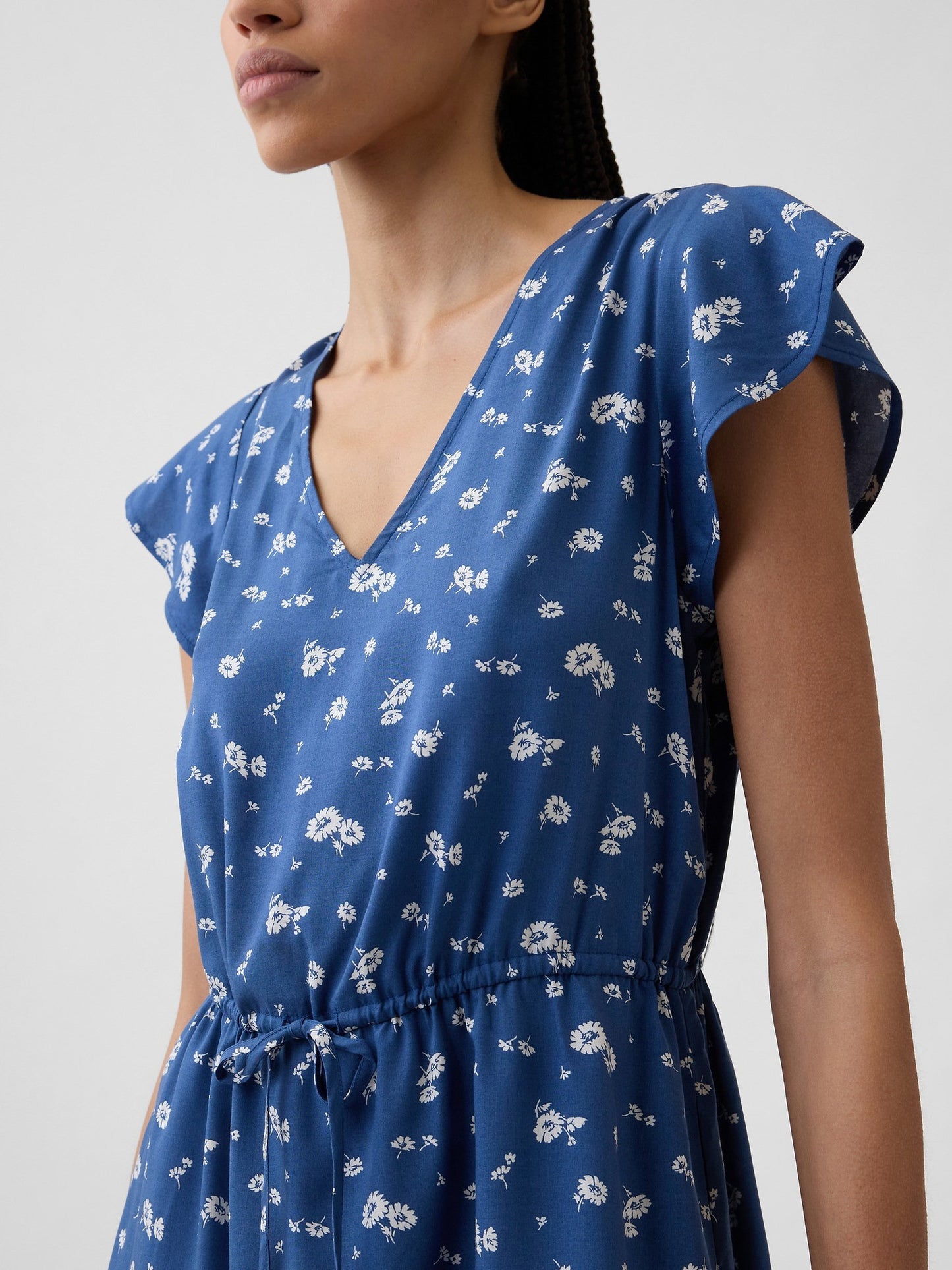 Mavi Tiered Flutter Sleeve Mini Elbise