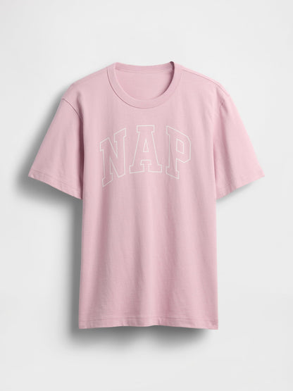 Açık Pembe Nap Logo Oversized Pijama Üstü