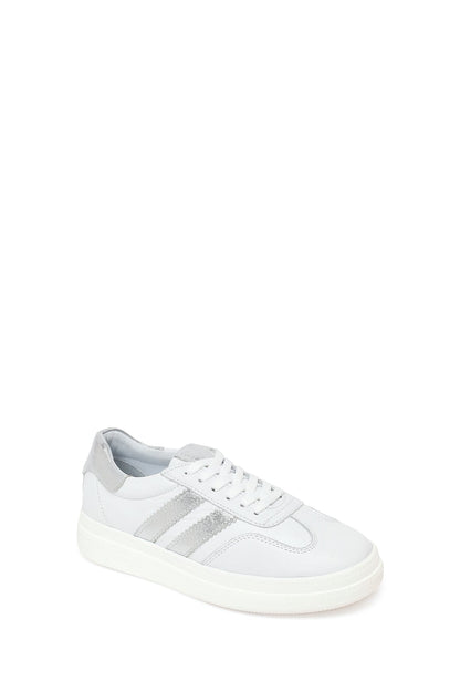 Kadın Beyaz Bağcıklı Deri Sneaker