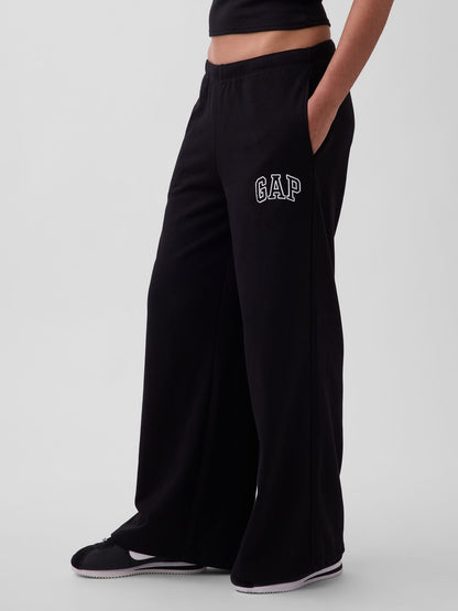 Siyah Gap Logo Fransız Havlu Kumaş Wide-leg Jogger Eşofman Altı
