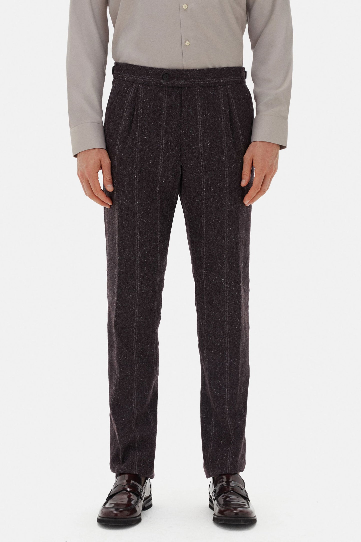 Damat Regular Fit Bordo Çizgili Ipek-yün-kaşmir Karışımlı Takim Elbise