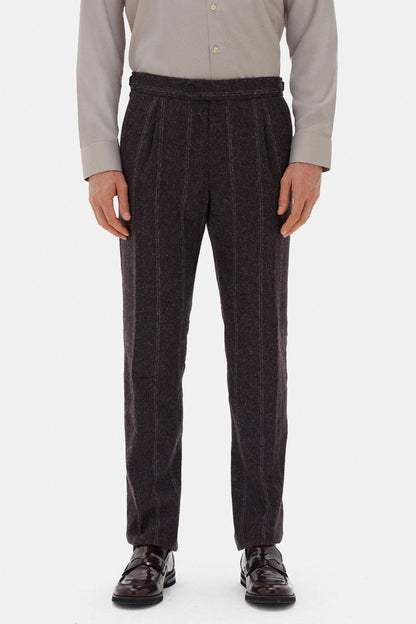 Damat Regular Fit Bordo Çizgili Ipek-yün-kaşmir Karışımlı Takim Elbise