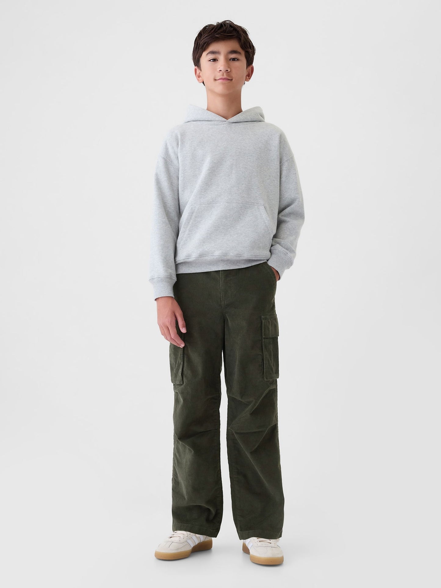 Haki Soft Stretch Kadife Kargo Baggy Jean Pantolon