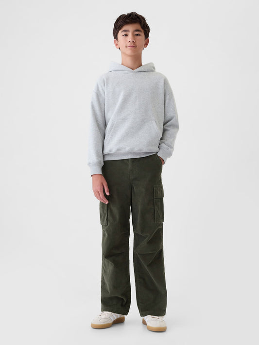 Haki Soft Stretch Kadife Kargo Baggy Jean Pantolon