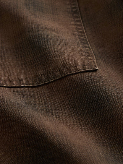 Kahverengi Kareli Kanvas Denim Gömlek