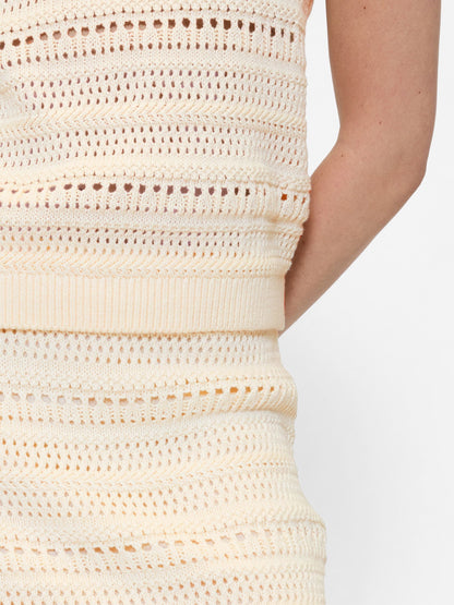 Beyaz Crochet Midi Etek