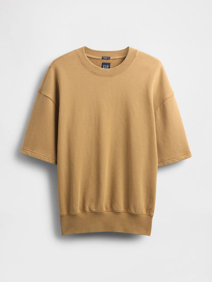 Açık Kahverengi Heavyweight Bisiklet Yaka Sweatshirt
