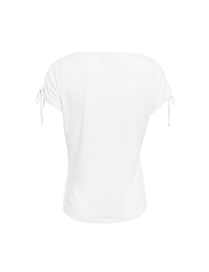 Keten-karışımlı Büzgülü T-shirt