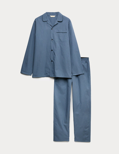 Saf Pamuklu Çizgili Pijama Takımı