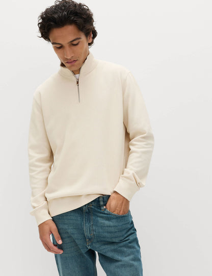Pamuklu Karışımlı Yarım Fermuarlı Sweatshirt