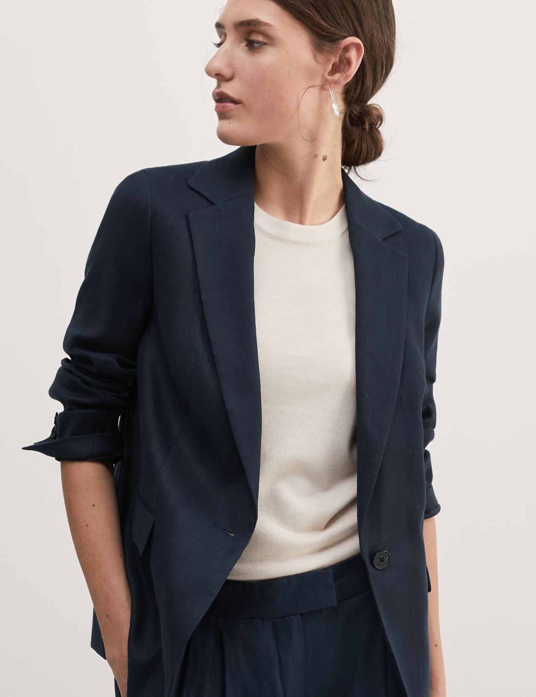 Regular Fit Keten Blazer Ceket