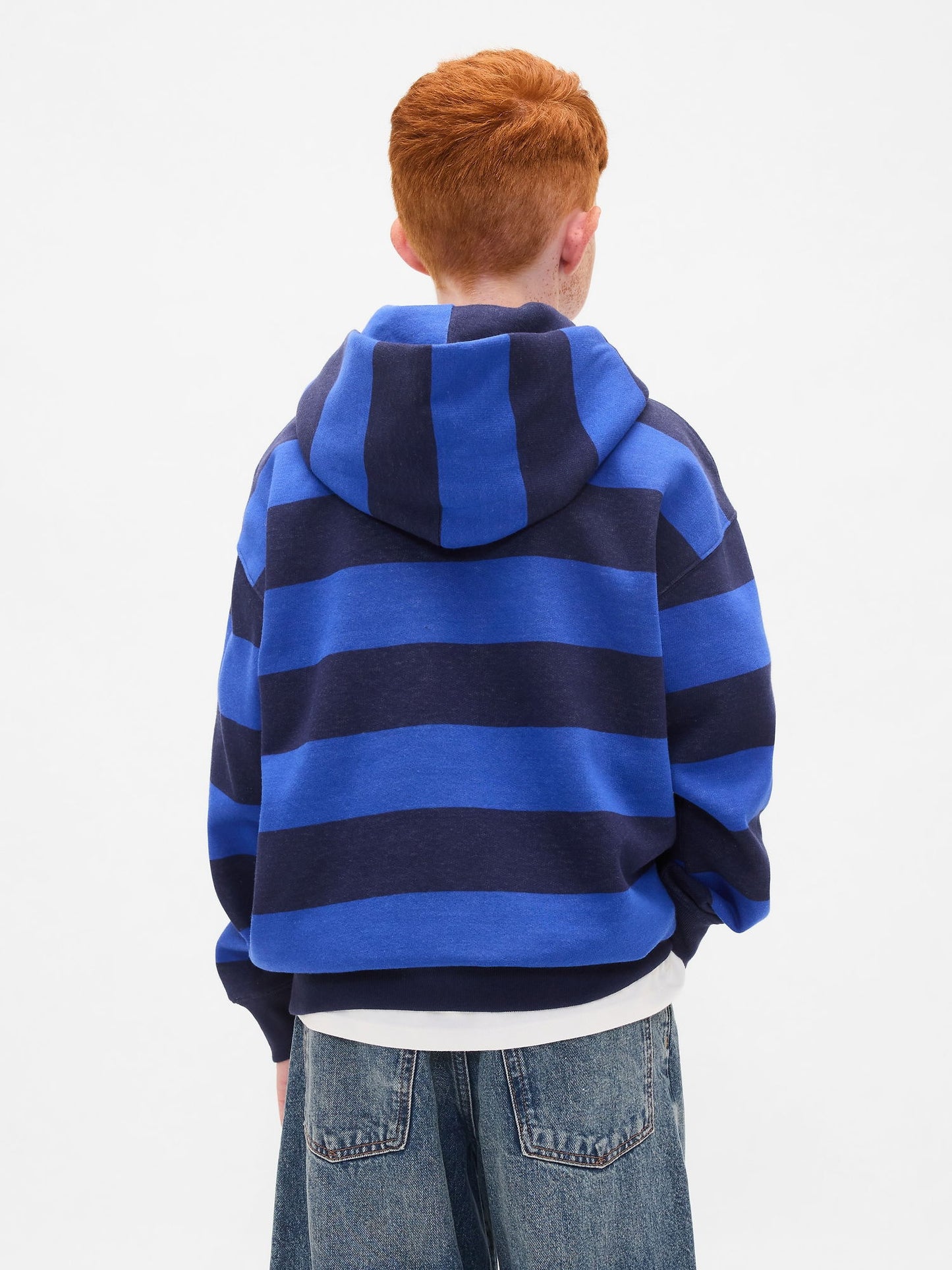 Mavi Rugby Çizgili Gap Logo Sweatshirt