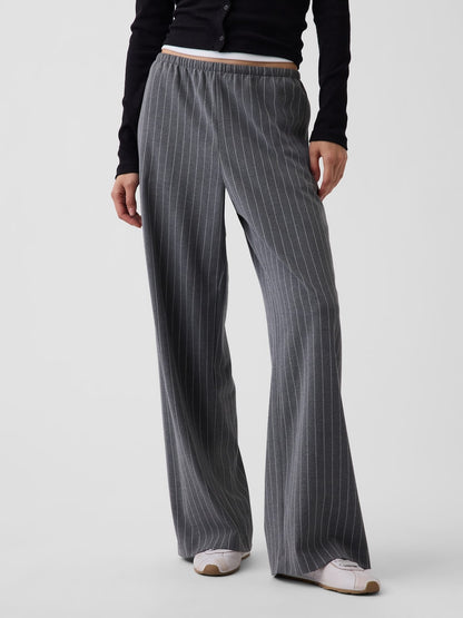 Gri Brushed Twill Easy Wide-leg Pantolon