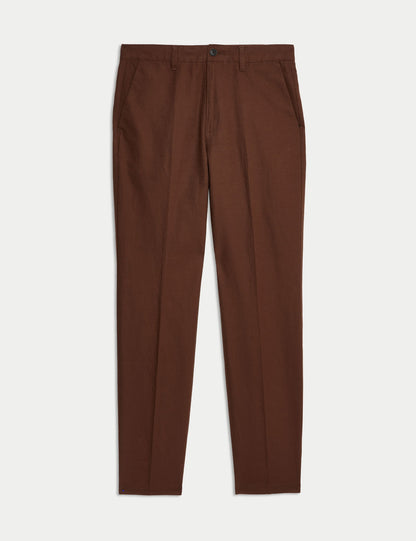Regular Fit Keten Karışımlı Chino