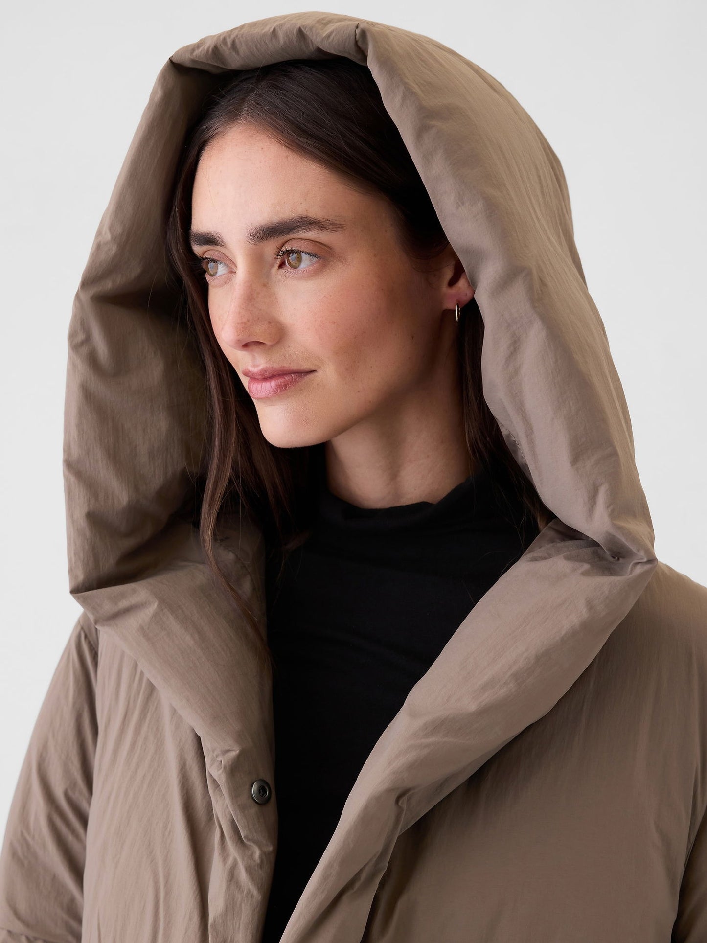 Kahverengi Primaloft® Big Puff Şişme Uzun Mont