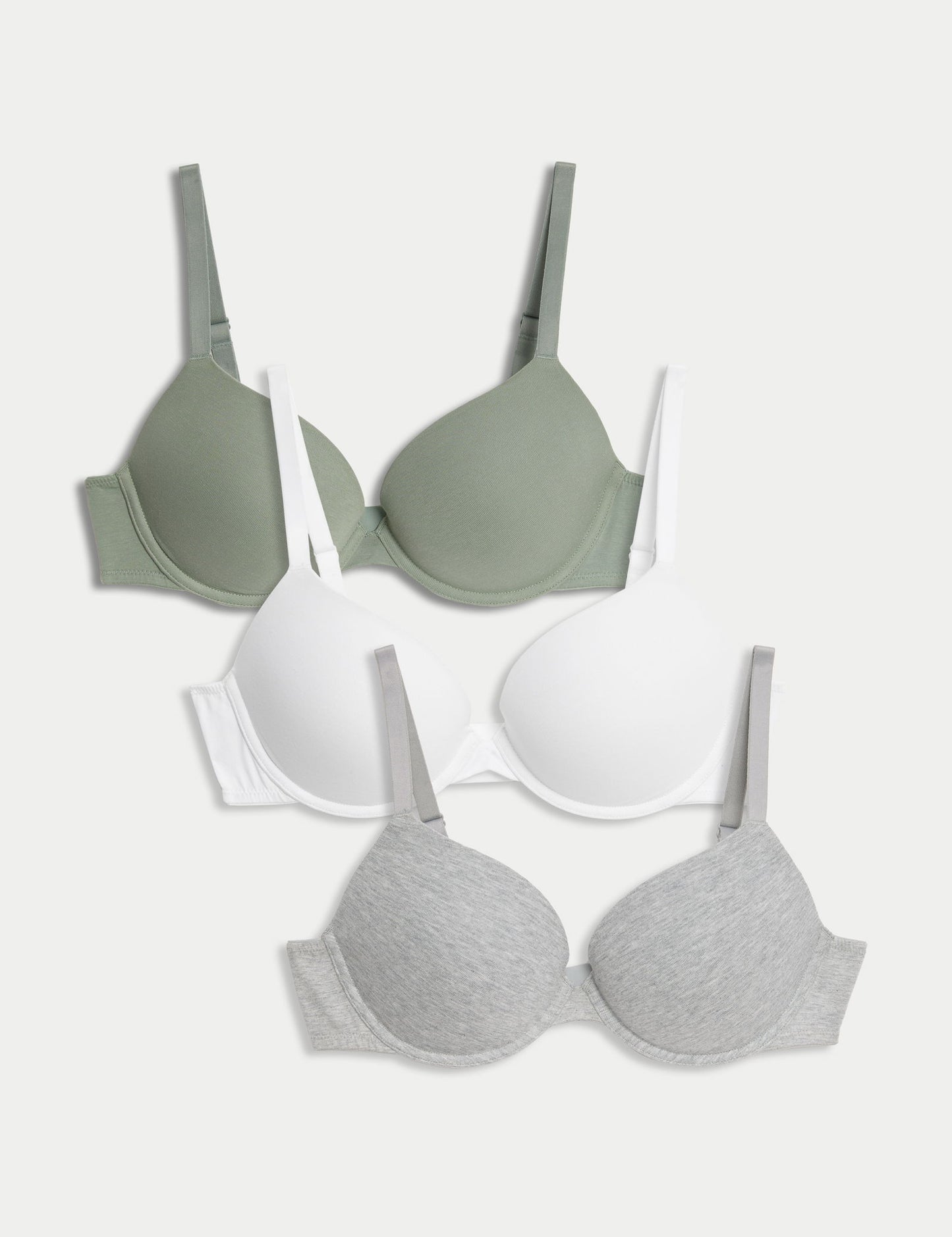 3'lü Pamuklu Push Up T-shirt Sütyeni