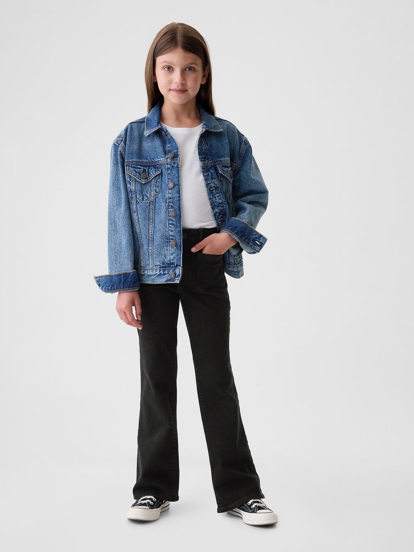Siyah High Rise '70s Flare Jean Pantolon