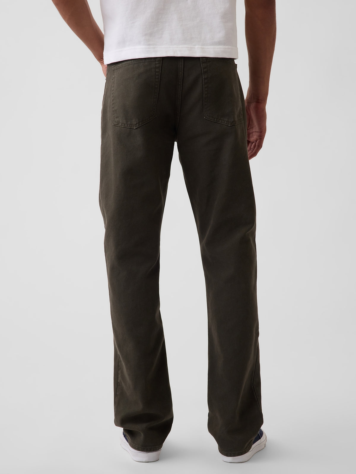 Koyu Yeşil Kanvas Relaxed Straight Jean Pantolon