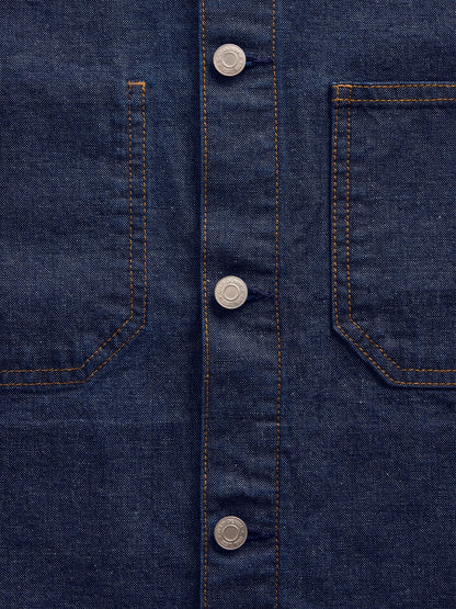 Koyu Mavi Canvas Denim Relaxed Gömlek Ceket