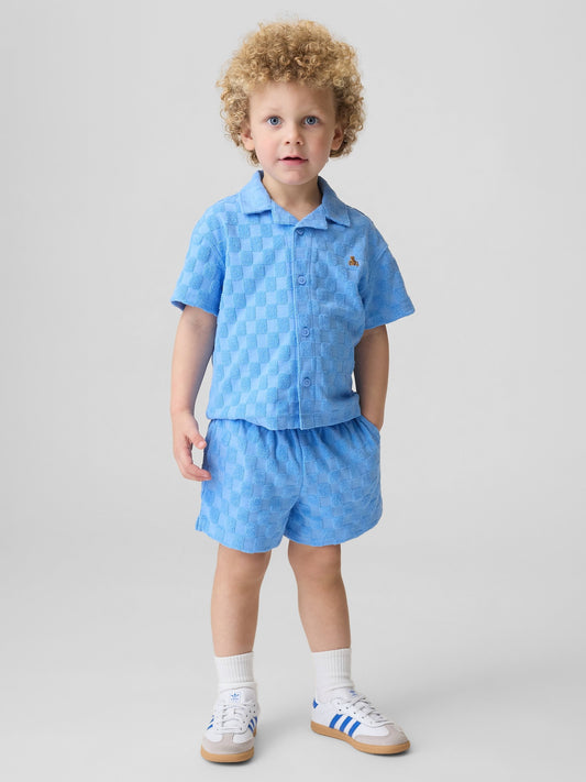 Mavi Kareli Terry Resort Outfit Set