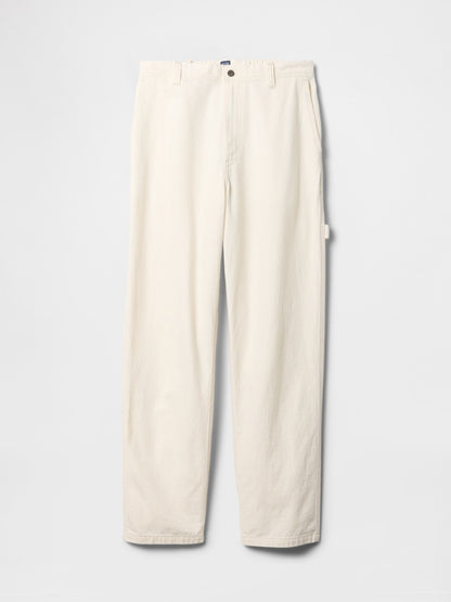 Kırık Beyaz Baggy Carpenter Jean Pantolon