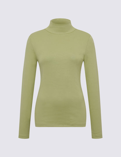 Pamuklu Boğazlı Yaka Slim Fit Üst
