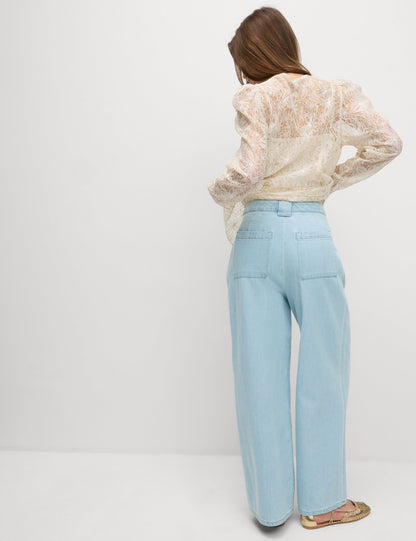 Yüksek Bel Tailored Wide Leg Jean