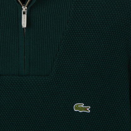 Lacoste Erkek Classic Fit Yarım Fermuarlı Yeşil Kazak