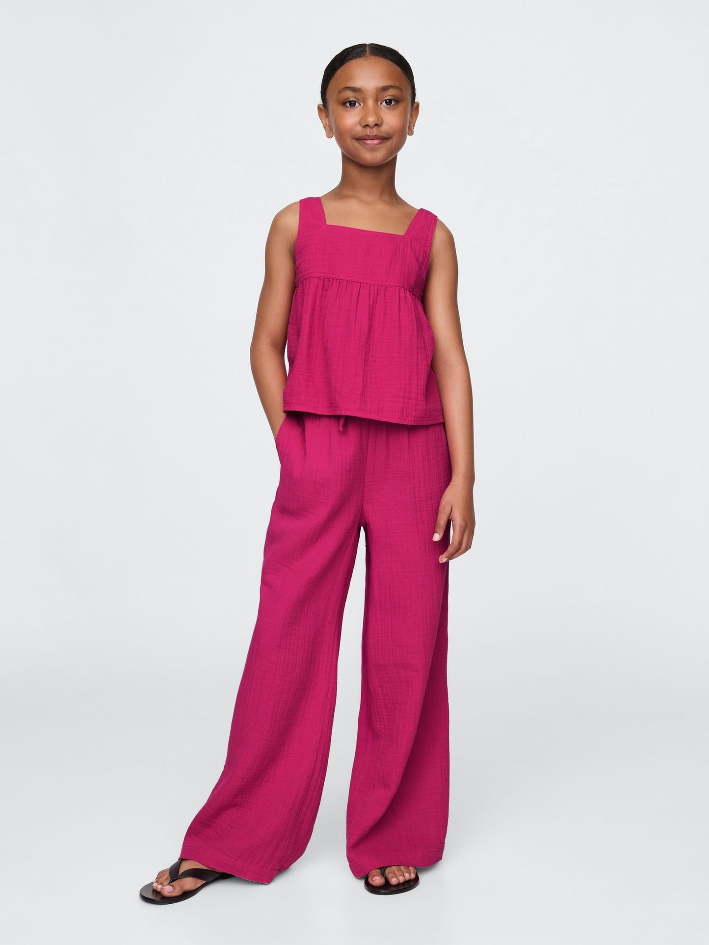 Pembe Gauze Wide-leg Pantolon