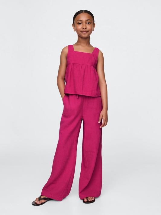Pembe Gauze Wide-leg Pantolon