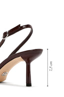 Kadın Bordo Arkası Açık Ince Topuklu Deri Ayakkabı