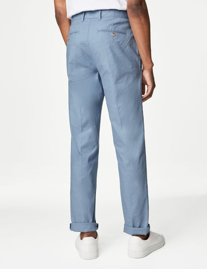 Regular Fit Keten Chino Pantolon