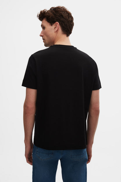 Damat Regular Fit Siyah %100 Pamuk Merserize T-shirt