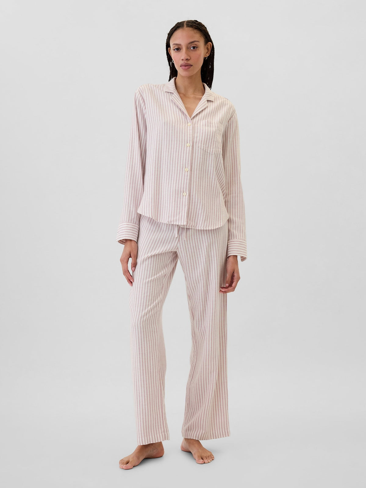 Pembe Relaxed Flannel Pijama Üstü