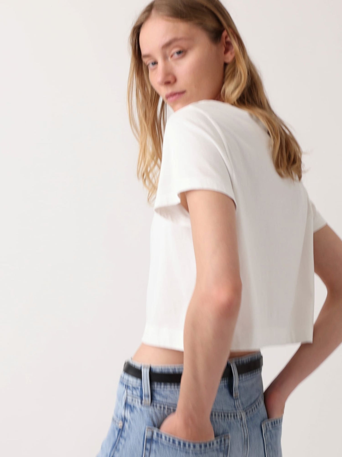 Açık Mavi Mid Rise Straight Taper Jean Pantolon