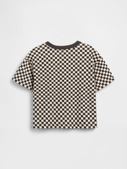 Siyah Boxy Kareli T-shirt
