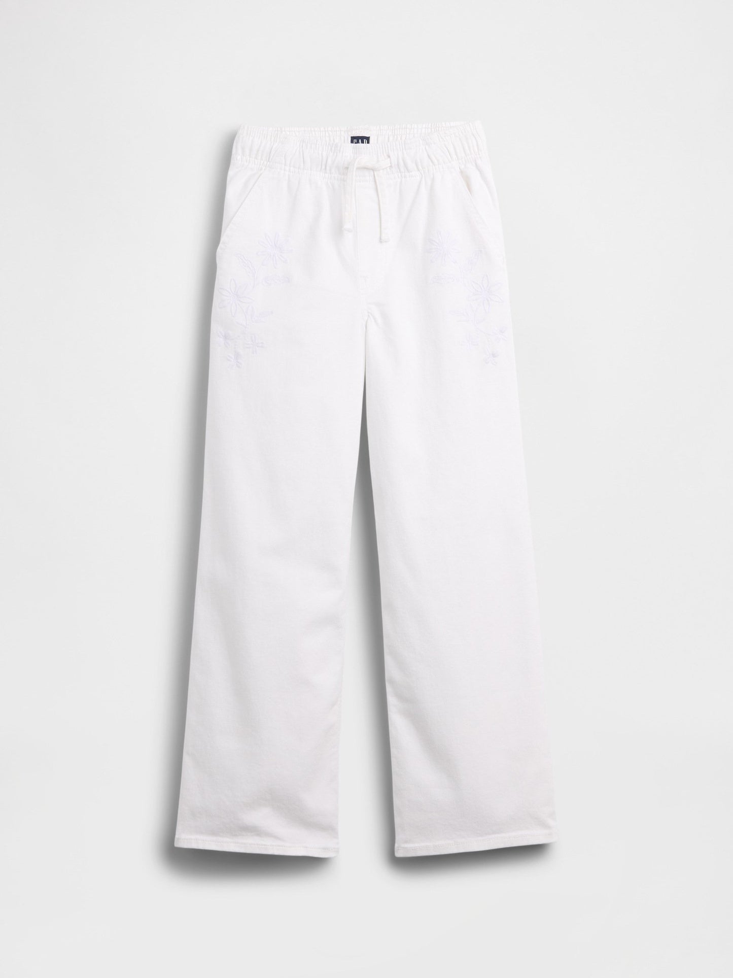 Beyaz Mid Rise Pull-on Wide-leg Jean Pantolon