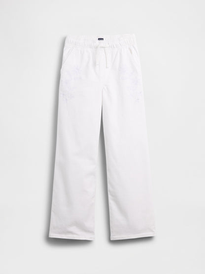 Beyaz Mid Rise Pull-on Wide-leg Jean Pantolon