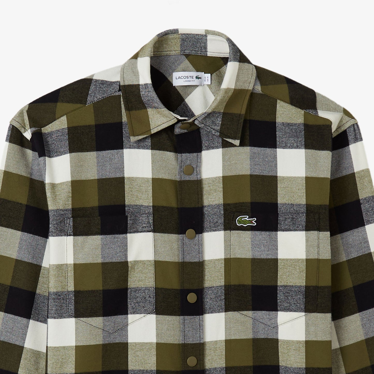 Lacoste Erkek Relaxed Fit Kareli Haki Gömlek