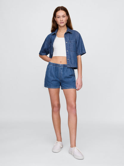 Mavi Mid Rise Ultrasoft Denim Boxer Şort