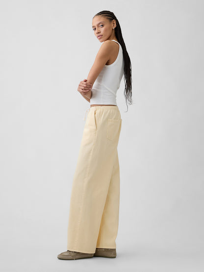 Sarı Mid Rise Pull-on Wide-leg Jean Pantolon