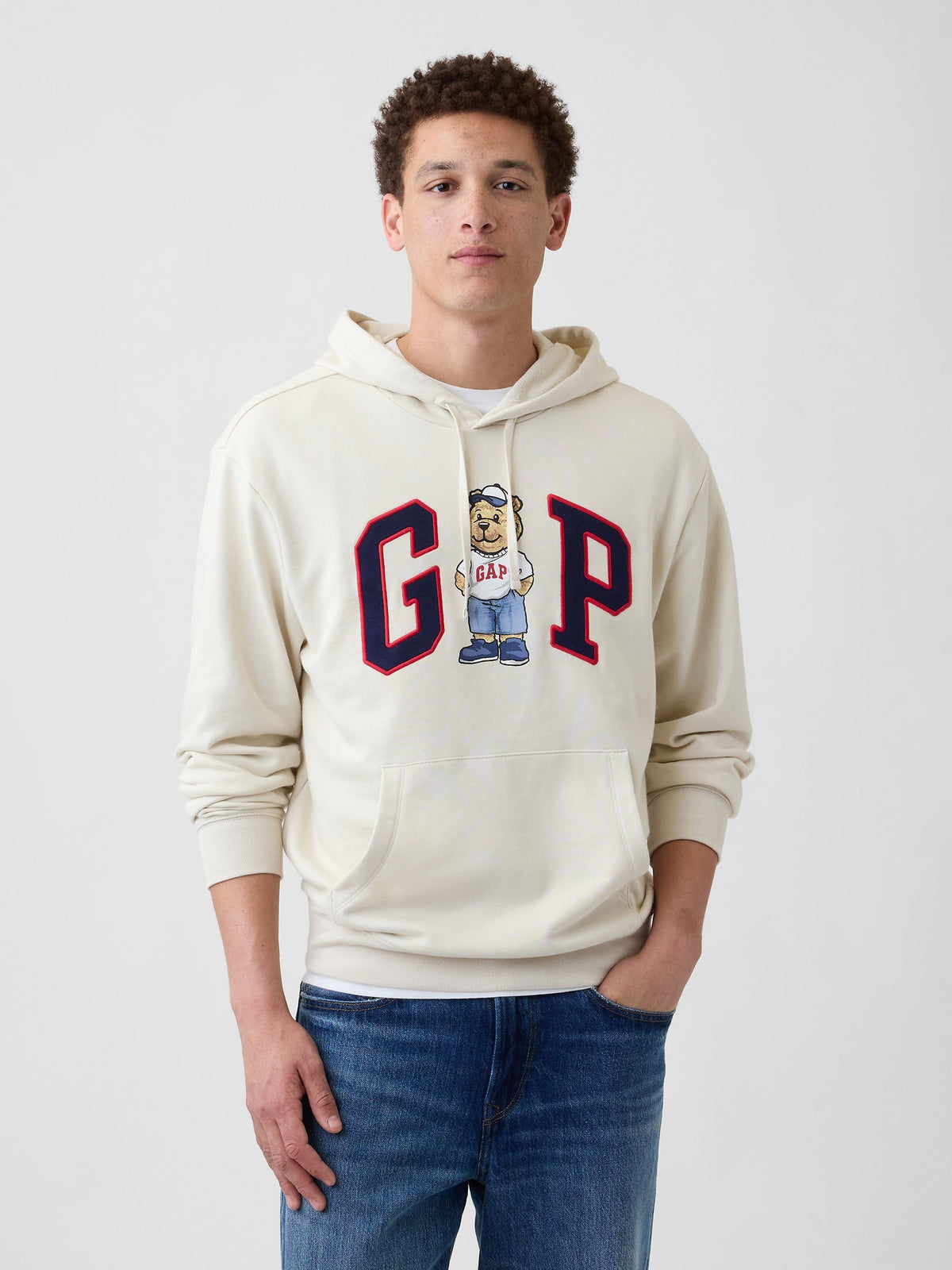 Beyaz Gap Logo Fransız Havlu Kumaş Sweatshirt