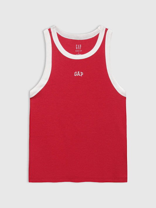 Kırmızı Gap Logo Fitilli Halter Yaka Atlet