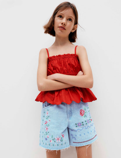 Denim Pamuklu Şort