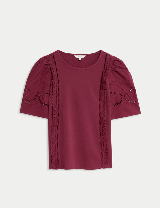 Pure Cotton Nakışlı Dantelli Üst