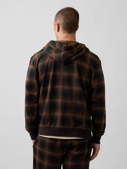 Koyu Kahverengi Relaxed Gap Logo Fransız Havlu Kumaş Fermuarlı Sweatshirt