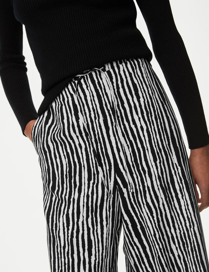 Wide Leg Desenli Pantolon