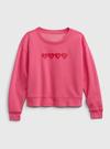 Kız Çocuk |                                                                          Pembe Bisiklet Yaka Grafik Baskılı Sweatshirt