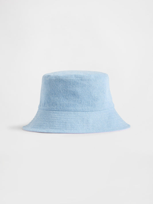 Açık Mavi Reversible Denim Bucket Şapka