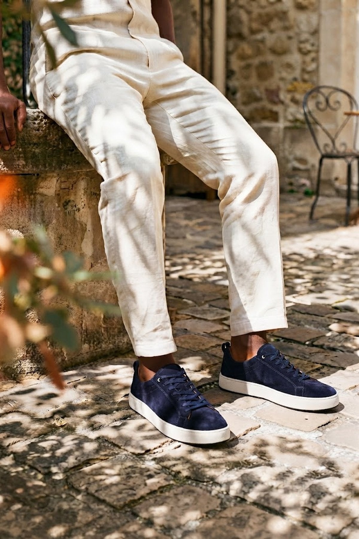 Erkek Lacivert Bağcıklı Süet Deri Sneaker